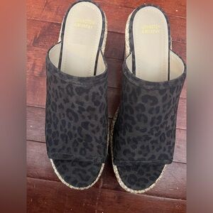 Johnston and Murphy Leopard wedge heels